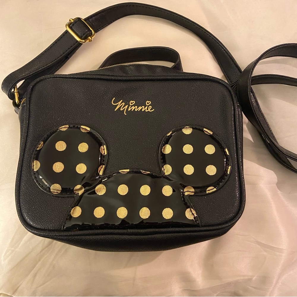 DANI Danielle Nicole Black and Gold Minnie Mouse Crossbody Bag